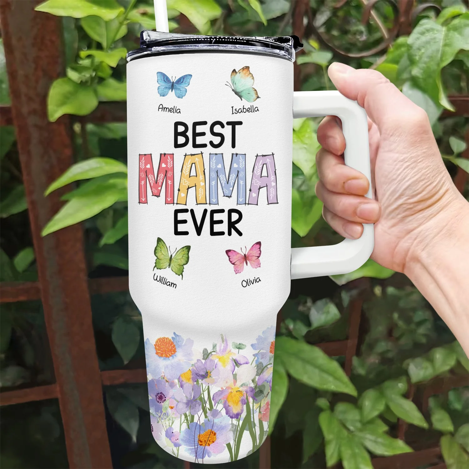 Best Grandma Mom Ever - Gift For Mother, Grandmother - Personalized 40oz Tumbler With Straw - Image 2