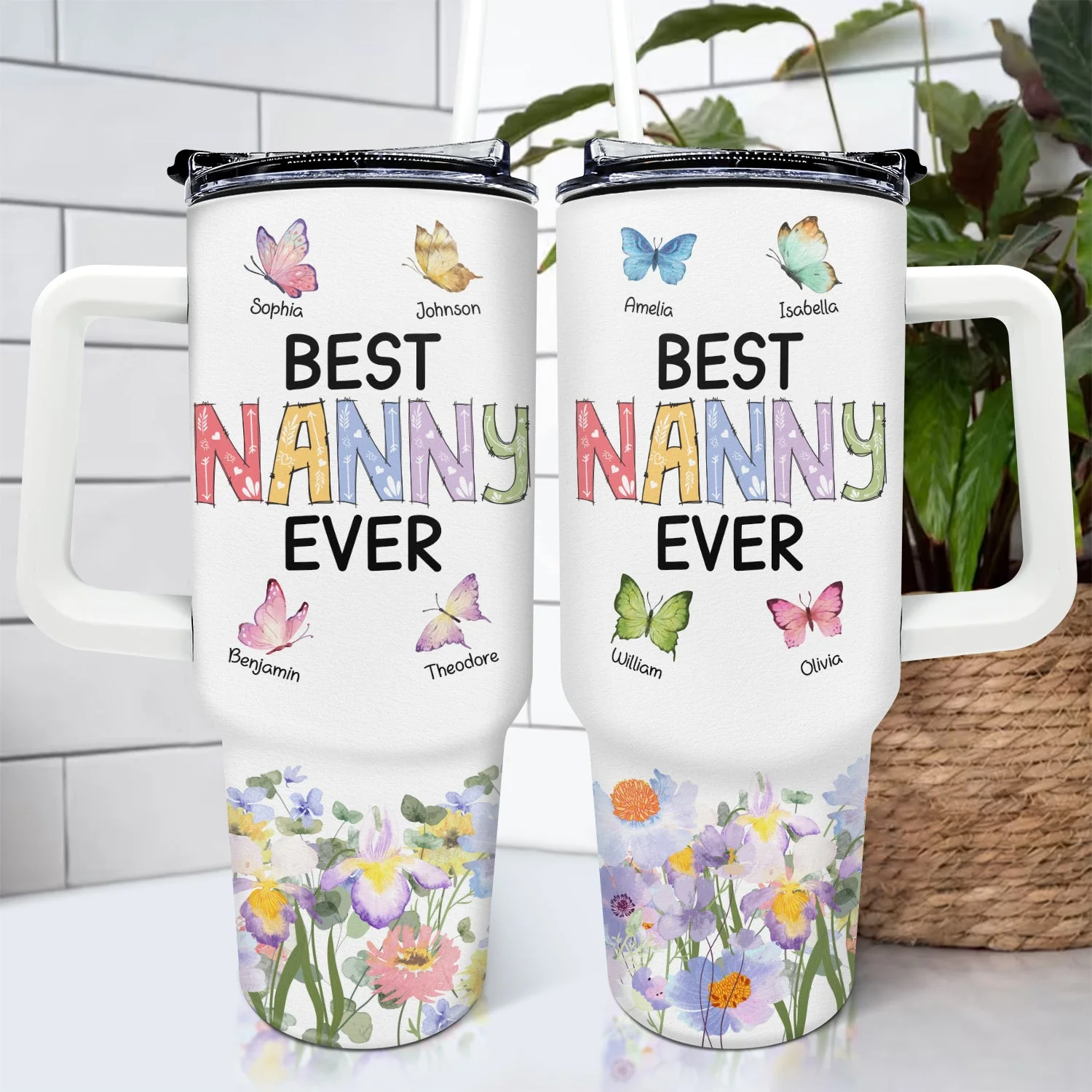 Best Grandma Mom Ever - Gift For Mother, Grandmother - Personalized 40oz Tumbler With Straw - Image 4