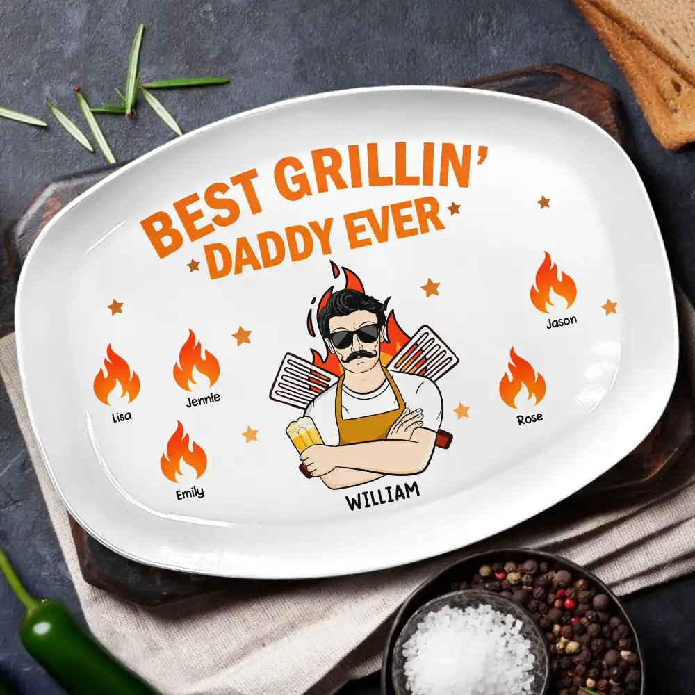 Best Grillin' Dad Ever - Personalized Plate - Image 2