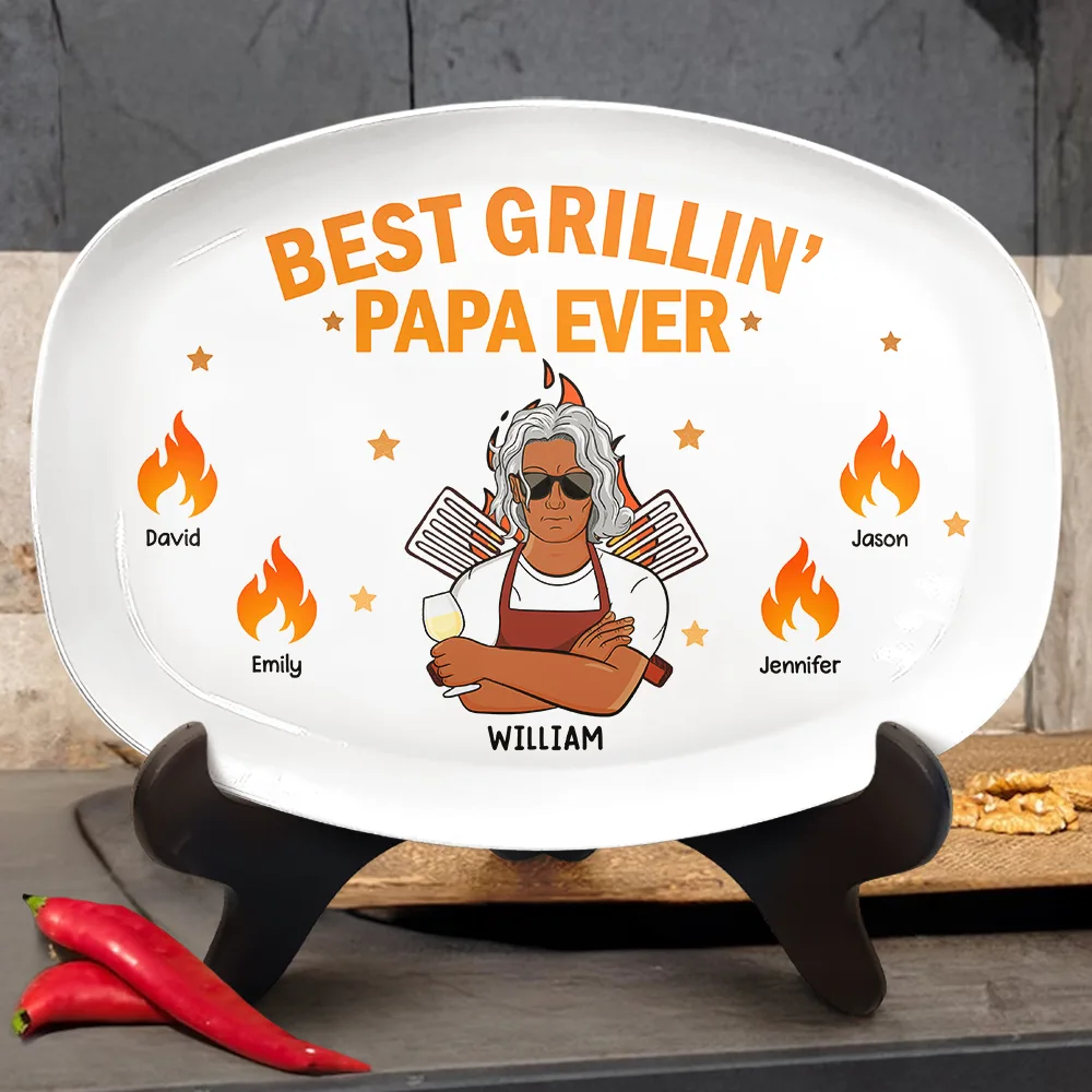 Best Grillin' Dad Ever - Personalized Plate - Image 3