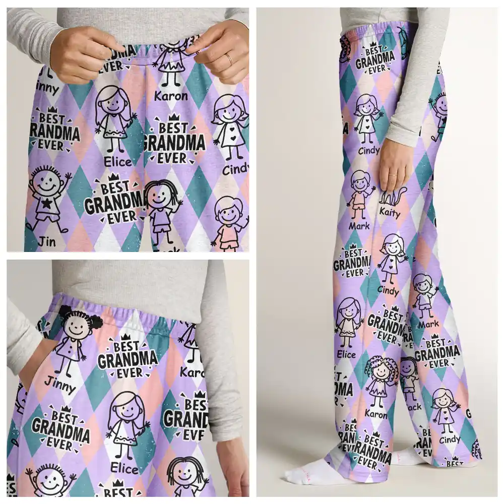 Best Mom Ever Argyle Plaid - Personalized Pajama Pants - Image 8
