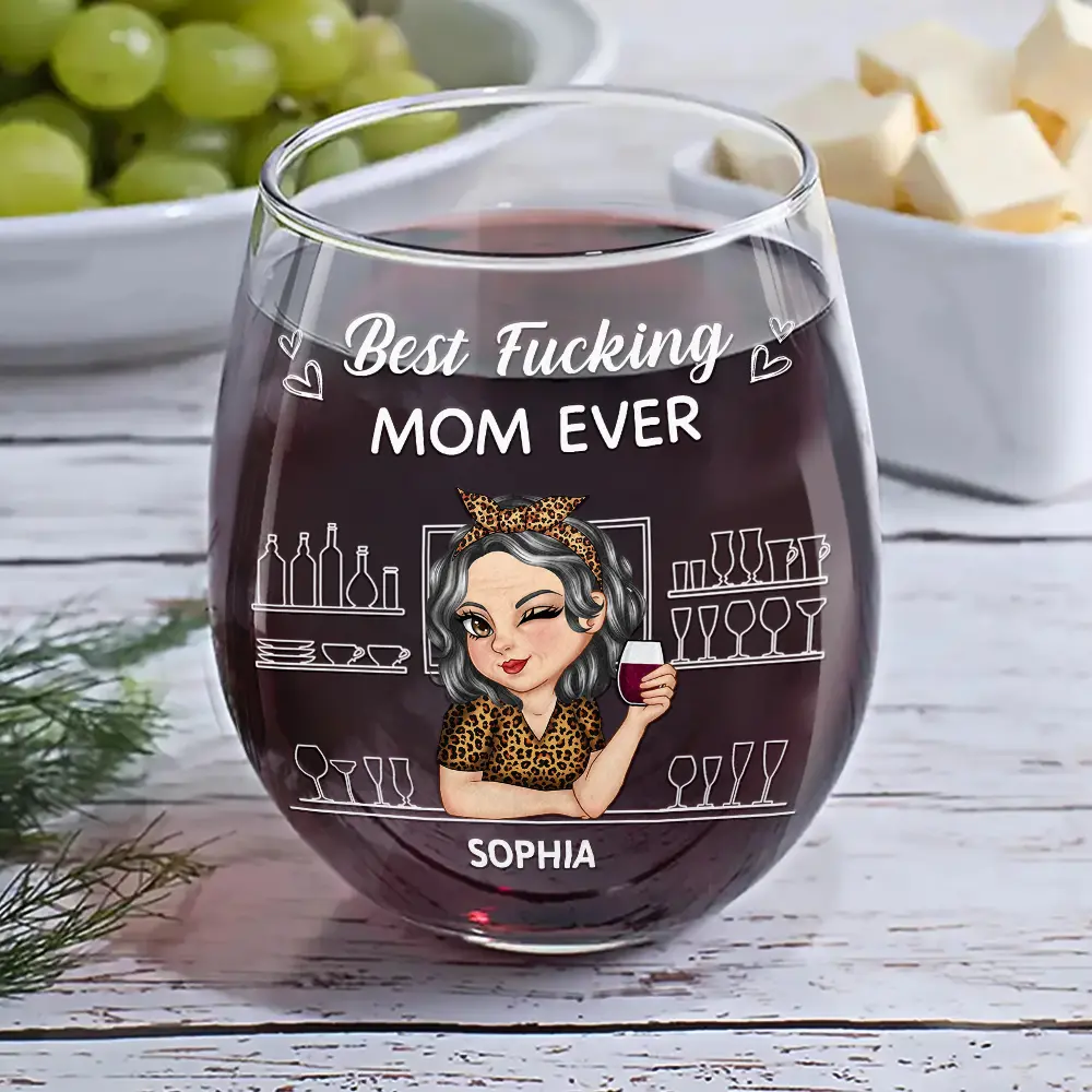 Best Mom Ever - Personalized Stemless Wine Glass - Image 6