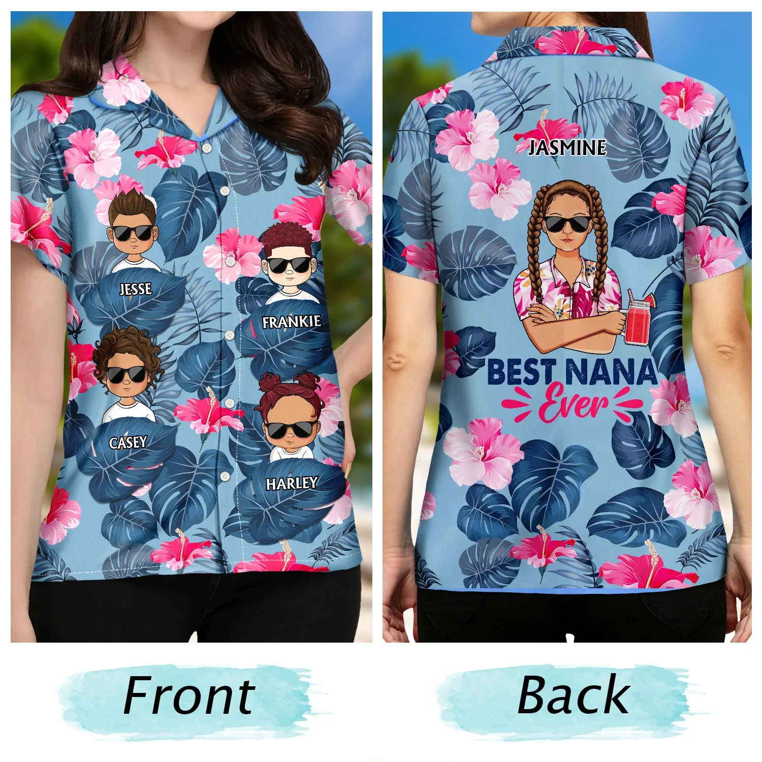 Best Mom, Nana, Auntie Ever - Birthday, Loving, Vacation Gift For Mother, Grandma, Grandmother - Personalized Custom Hawaiian Shirt - Image 2