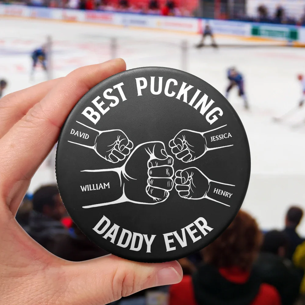 Best Pucking Dad Coach Ever - Personalized Hockey Puck Bottle Opener - Image 4
