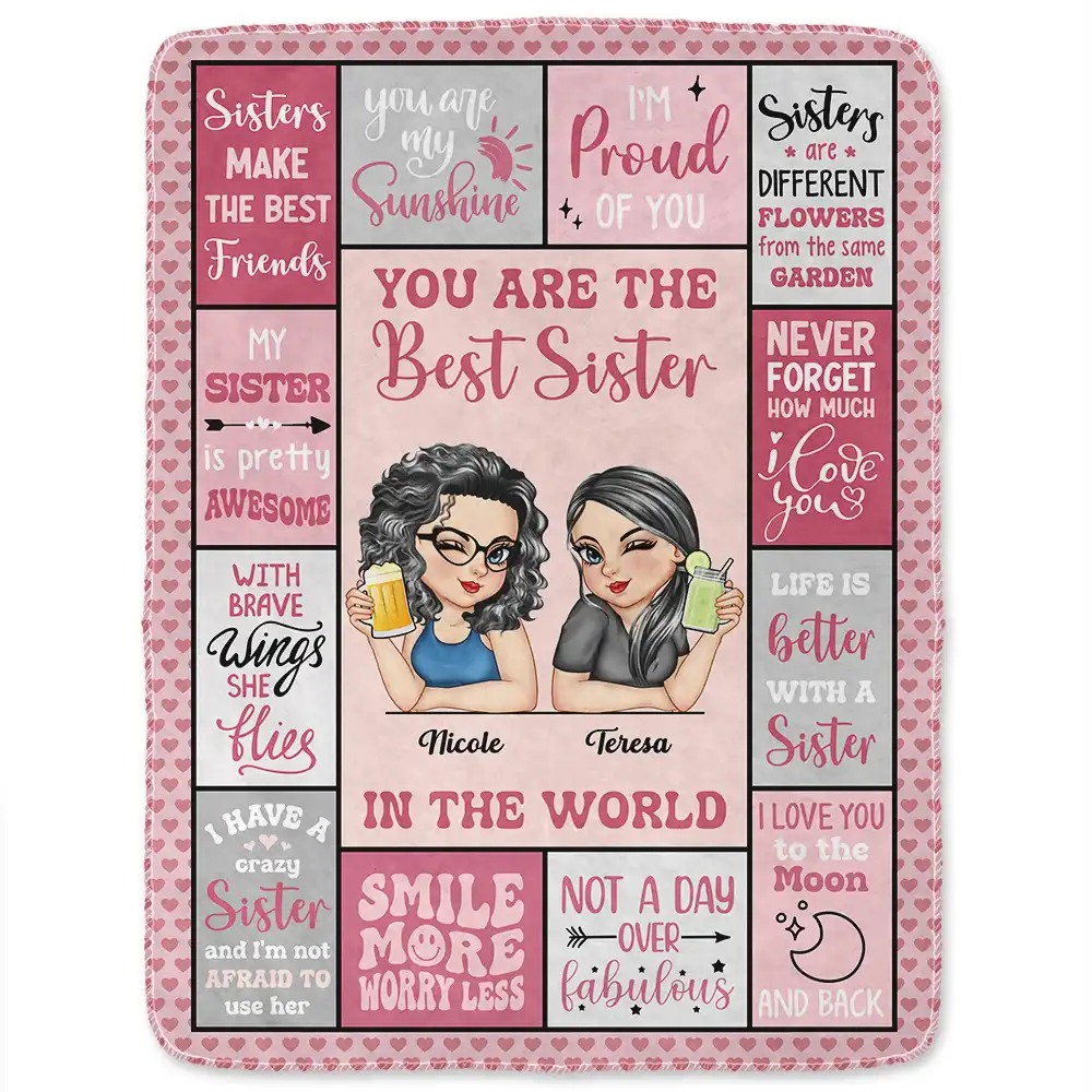 Best Sister In The World - Personalized Fleece Blanket, Sherpa Blanket - Image 2