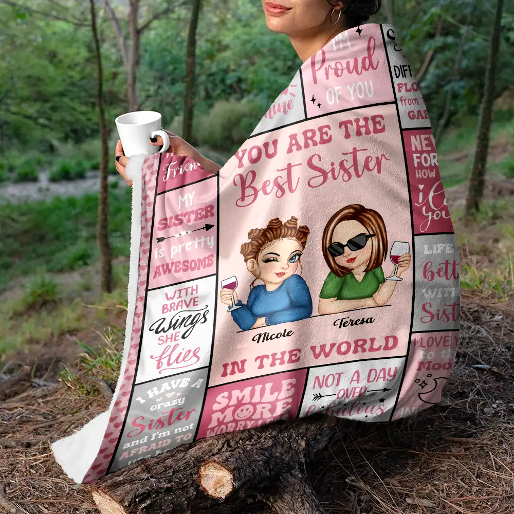 Best Sister In The World - Personalized Fleece Blanket, Sherpa Blanket - Image 5