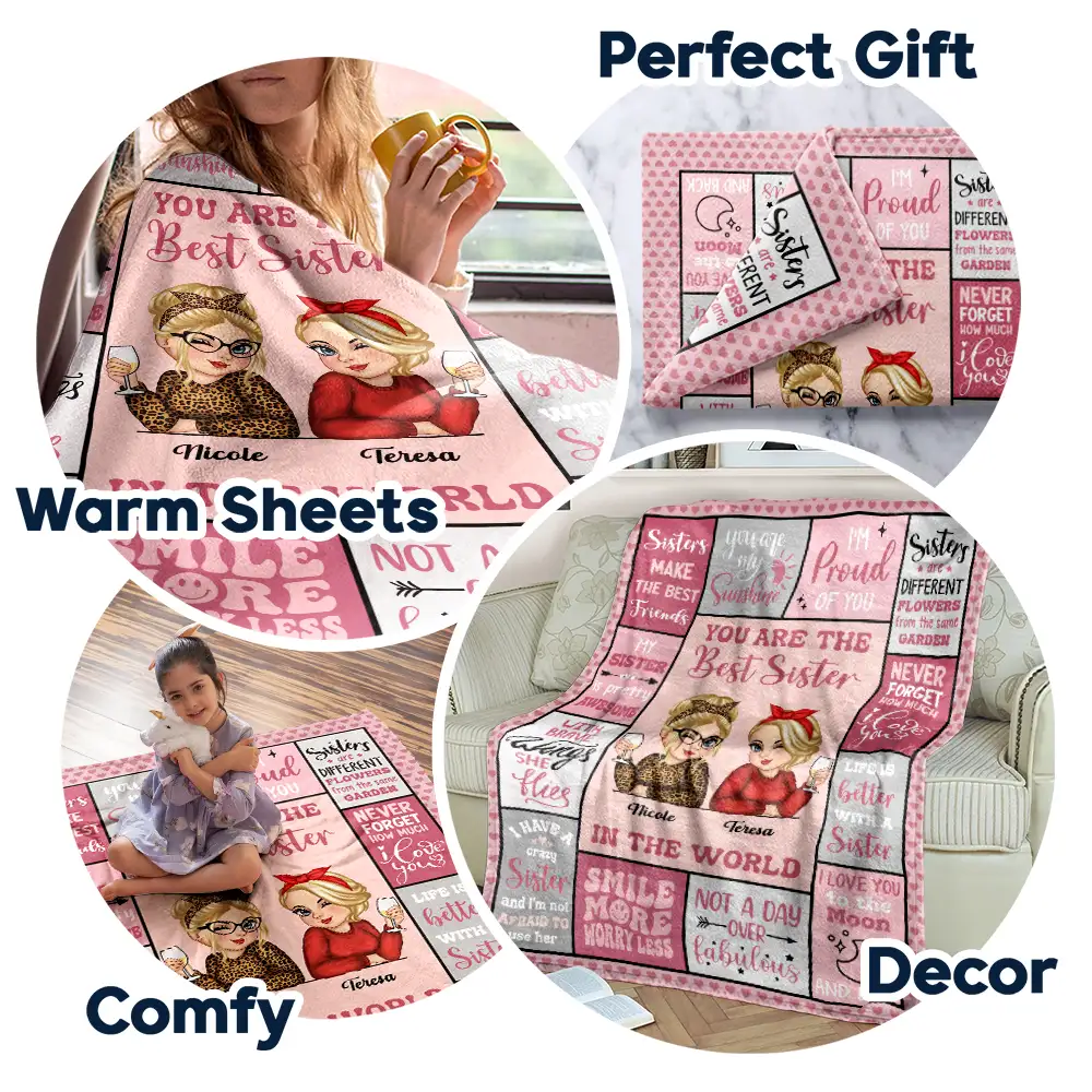 Best Sister In The World - Personalized Fleece Blanket, Sherpa Blanket - Image 7