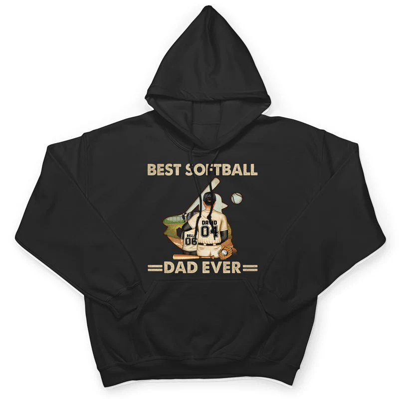 Best Softball Dad Ever - Father Gift - Personalized Custom T Shirt - Image 4