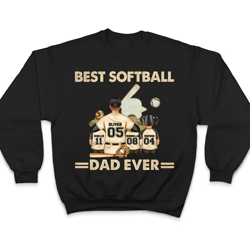 Best Softball Dad Ever - Father Gift - Personalized Custom T Shirt - Image 5