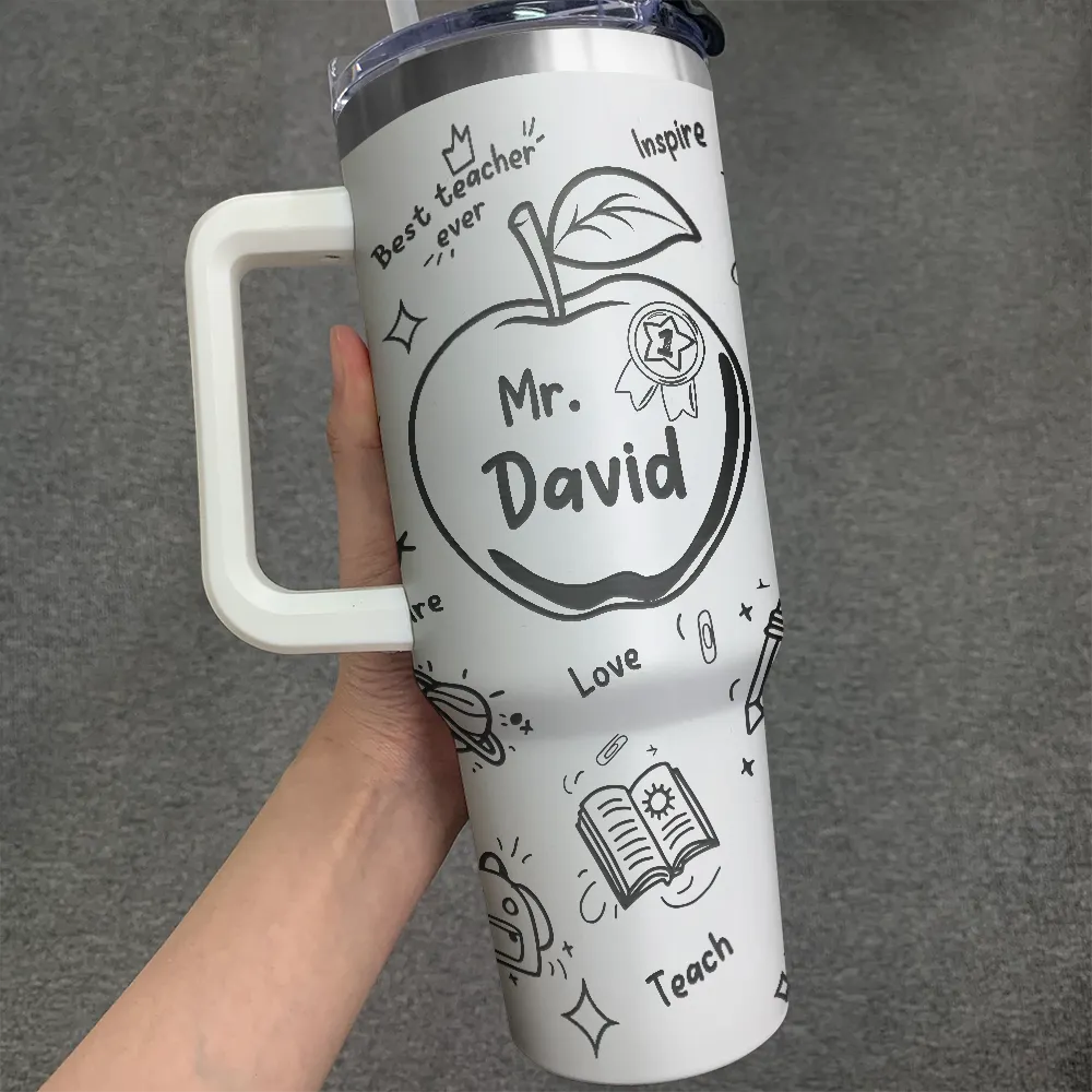 Best Teacher Ever Award Doodle - Personalized Engraved 40oz Tumbler - Image 3