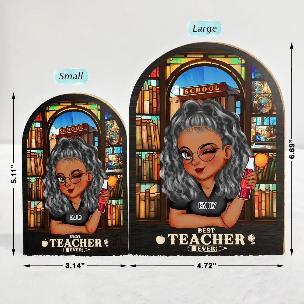 Best Teacher Ever - Personalized Wood Book Ends - Image 4
