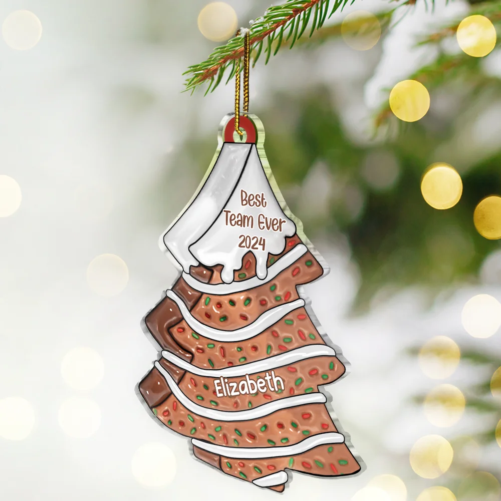 Best Team Ever Christmas Cake Tree - Personalized Custom Shaped Acrylic Ornament - Image 2