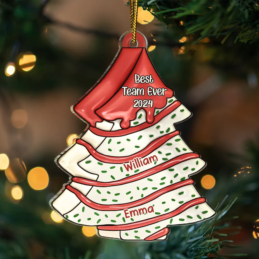 Best Team Ever Christmas Cake Tree - Personalized Custom Shaped Acrylic Ornament - Image 3