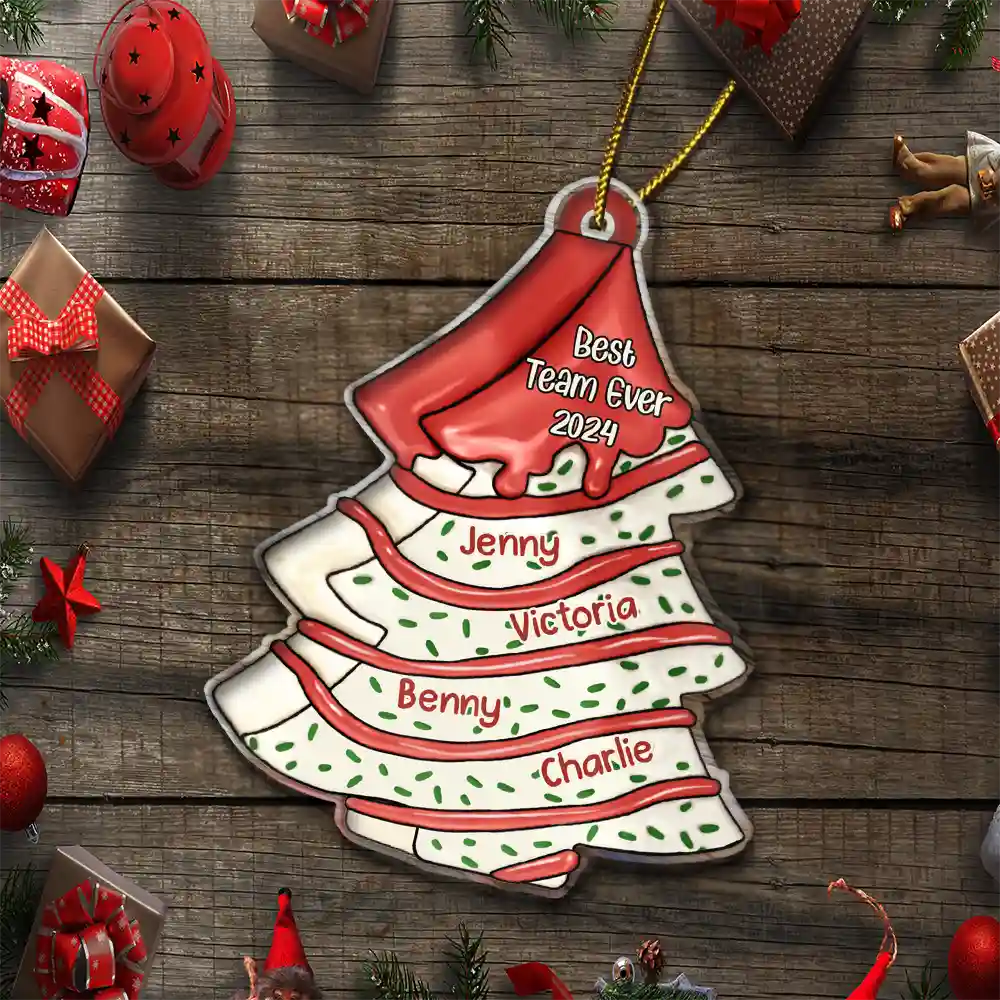 Best Team Ever Christmas Cake Tree - Personalized Custom Shaped Acrylic Ornament - Image 5