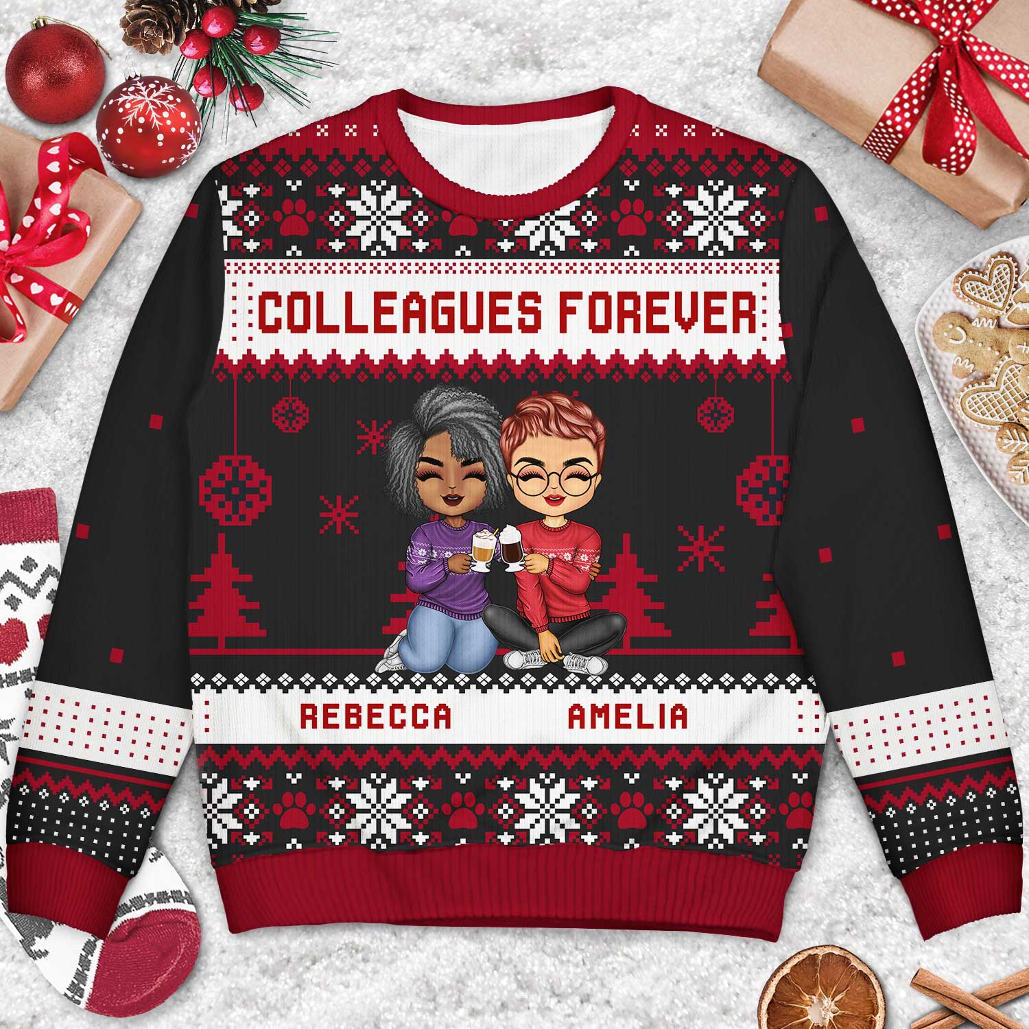 Best Team Ever - Christmas Gift For Colleagues, BFF Best Friends, Besties - Personalized Unisex Ugly Sweater - Image 3