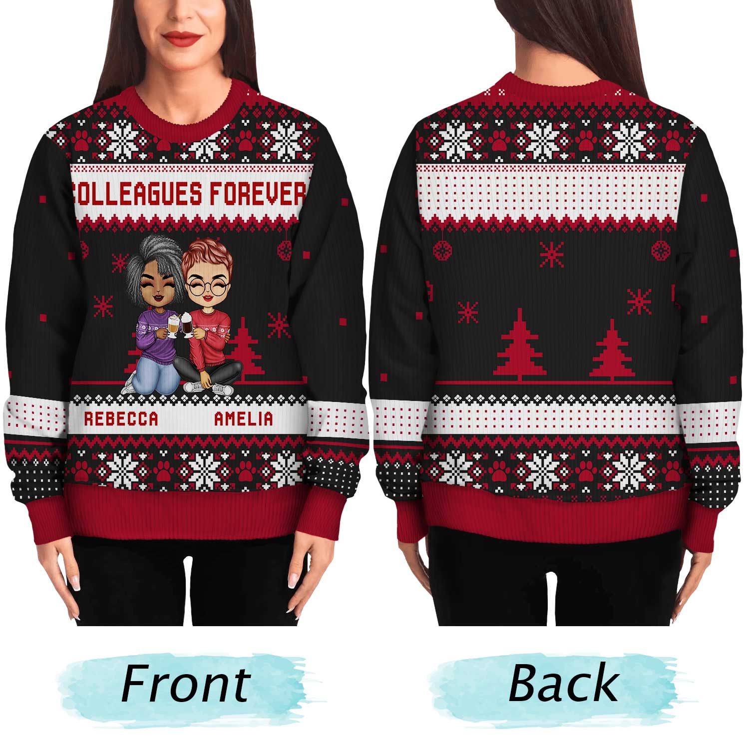Best Team Ever - Christmas Gift For Colleagues, BFF Best Friends, Besties - Personalized Unisex Ugly Sweater - Image 5
