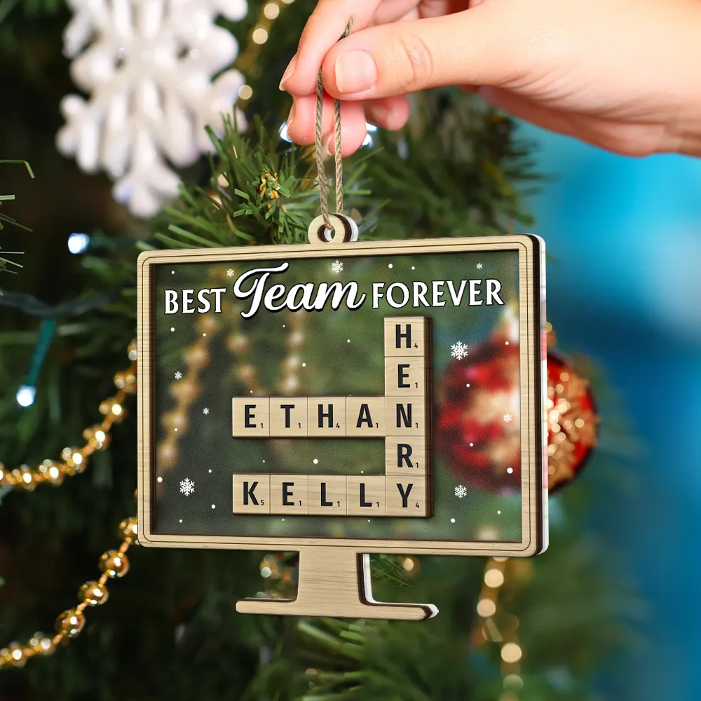 Best Team Forever Crossword Scrabble - Personalized 2-Layered Mix Ornament - Image 5