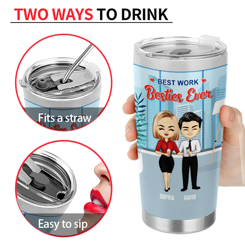 Best Work Besties Ever - BFF Bestie Gift - Personalized Custom Tumbler - Image 4