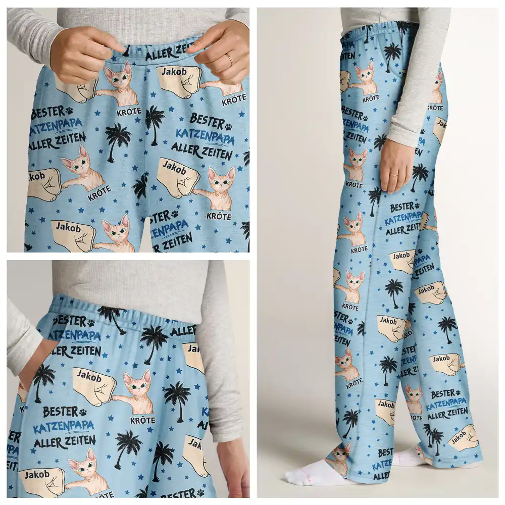Bester Katzenpapa Aller Zeiten - Personalisierte Pyjamahose - Image 7
