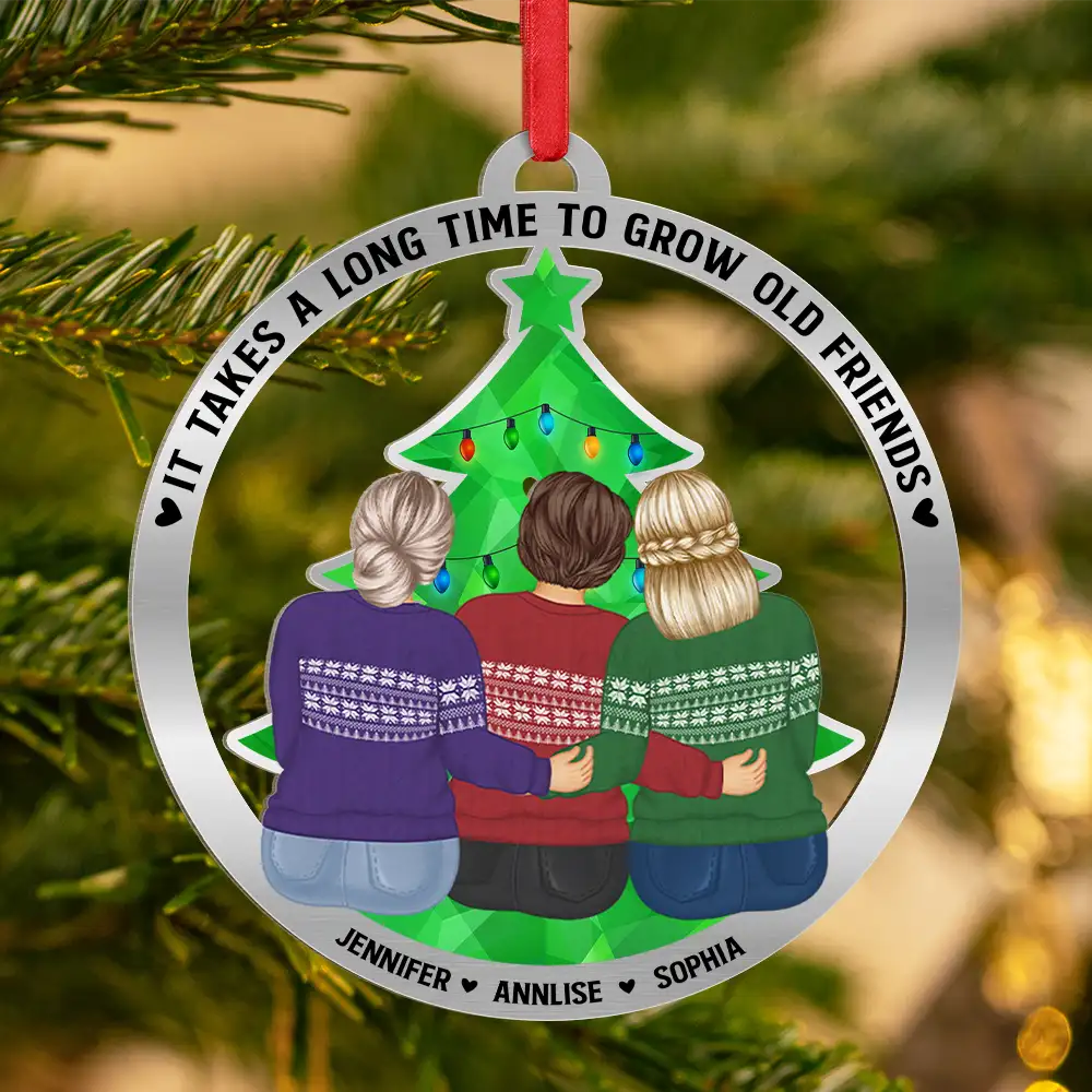 Bestie A Long Time To Grow Old Friends - Personalized Metal Ornament - Image 3