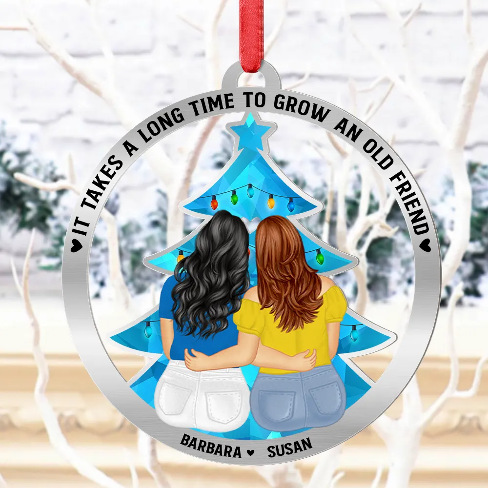Bestie A Long Time To Grow Old Friends - Personalized Metal Ornament - Image 4