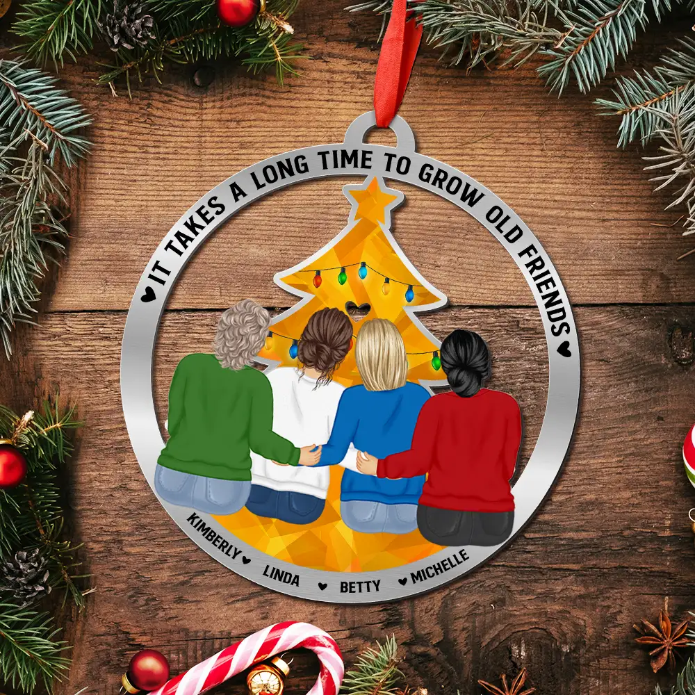 Bestie A Long Time To Grow Old Friends - Personalized Metal Ornament - Image 5