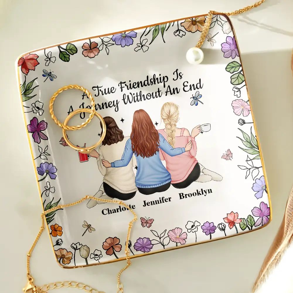 Bestie A True Friendship Is A Journey Without An End - Personalized Ring Dish - Image 4