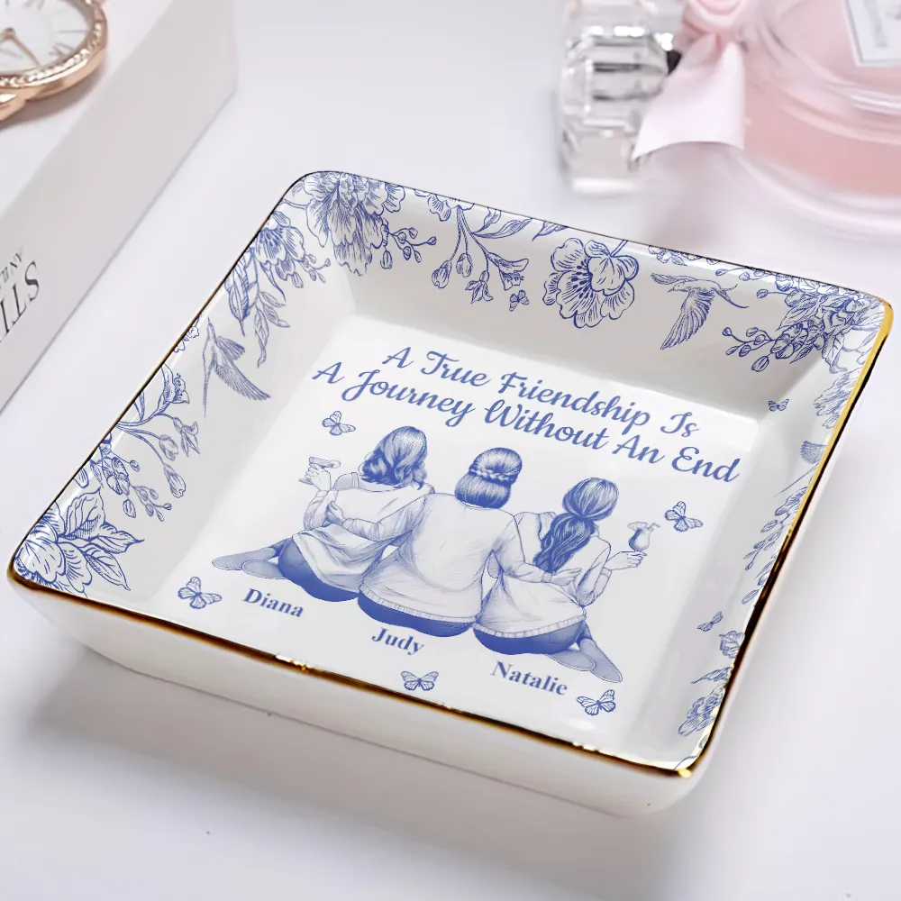 Bestie A True Friendship Is A Journey Without An End Toile - Personalized Ring Dish - Image 2