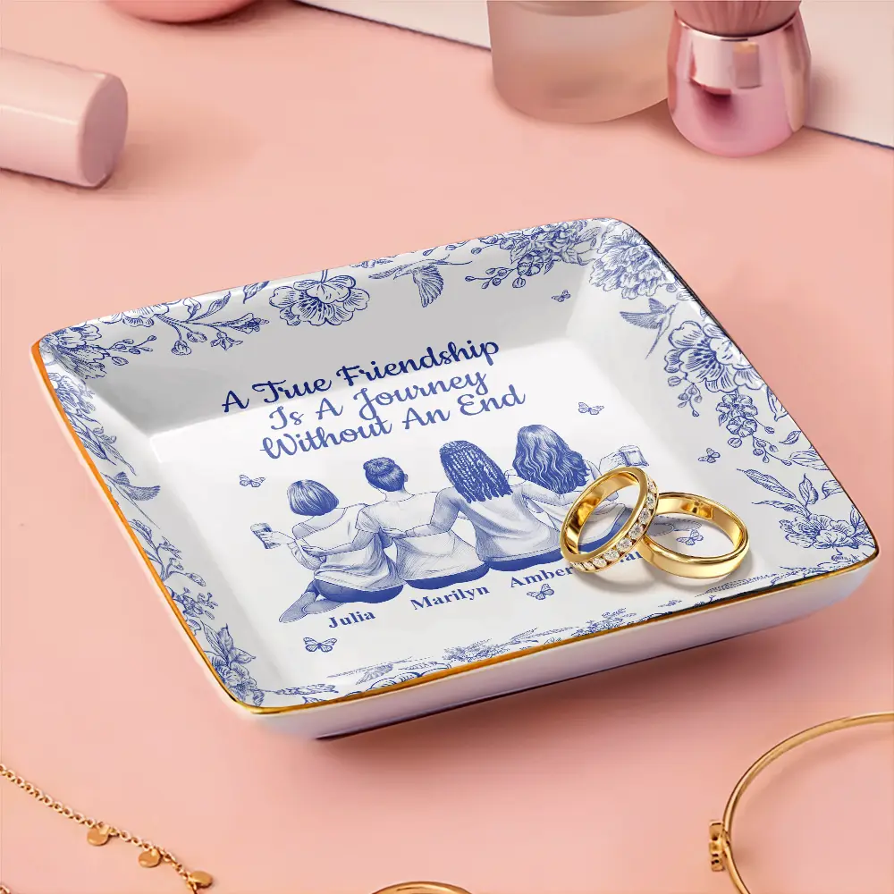 Bestie A True Friendship Is A Journey Without An End Toile - Personalized Ring Dish - Image 3