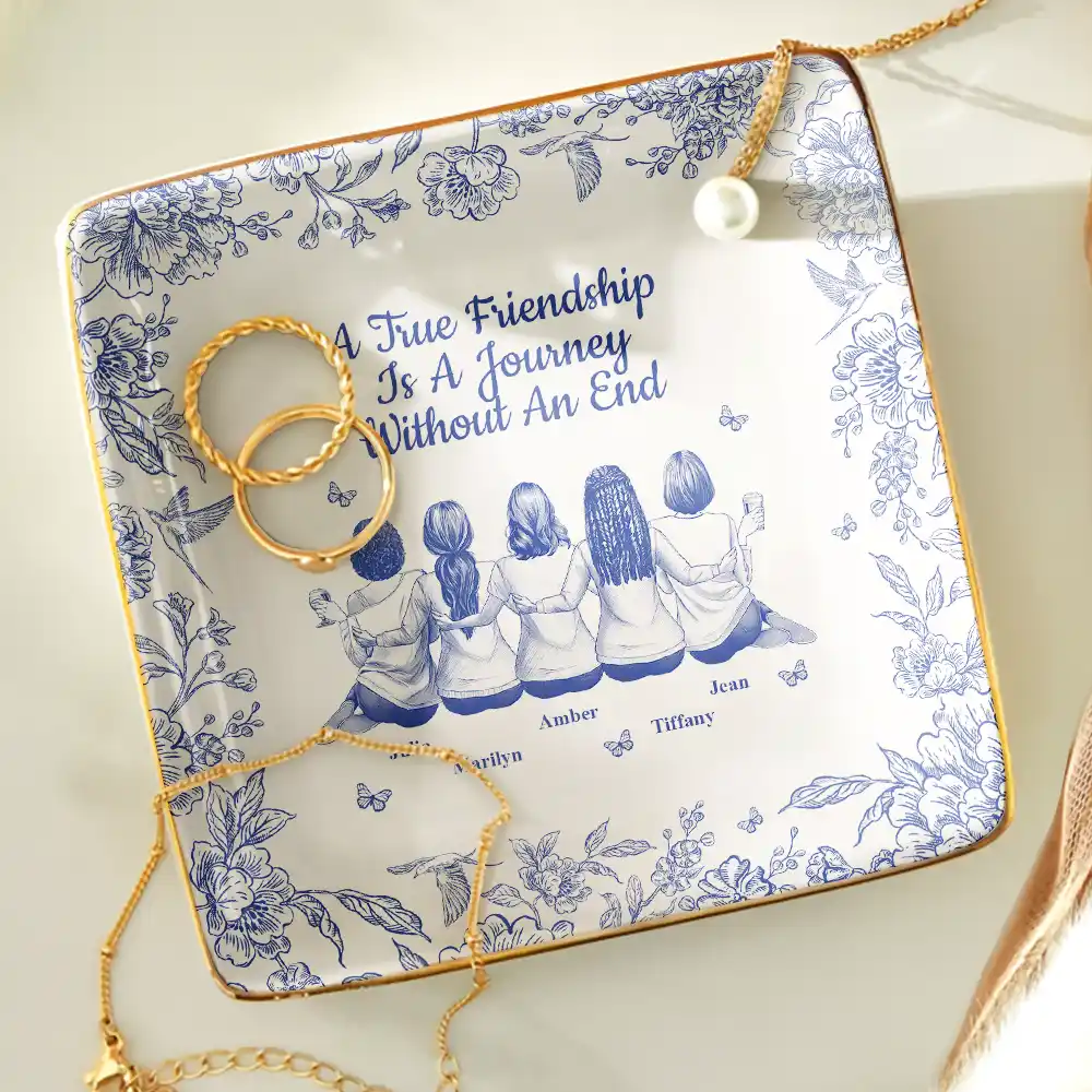 Bestie A True Friendship Is A Journey Without An End Toile - Personalized Ring Dish - Image 4