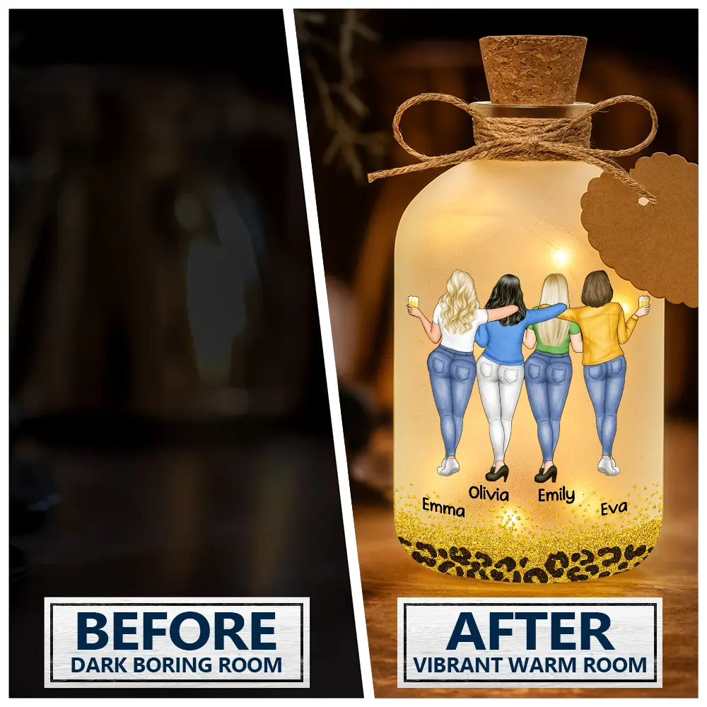 Bestie Because Of You I Laugh A Little Harder - Personalized Short Bottle Light - Image 2