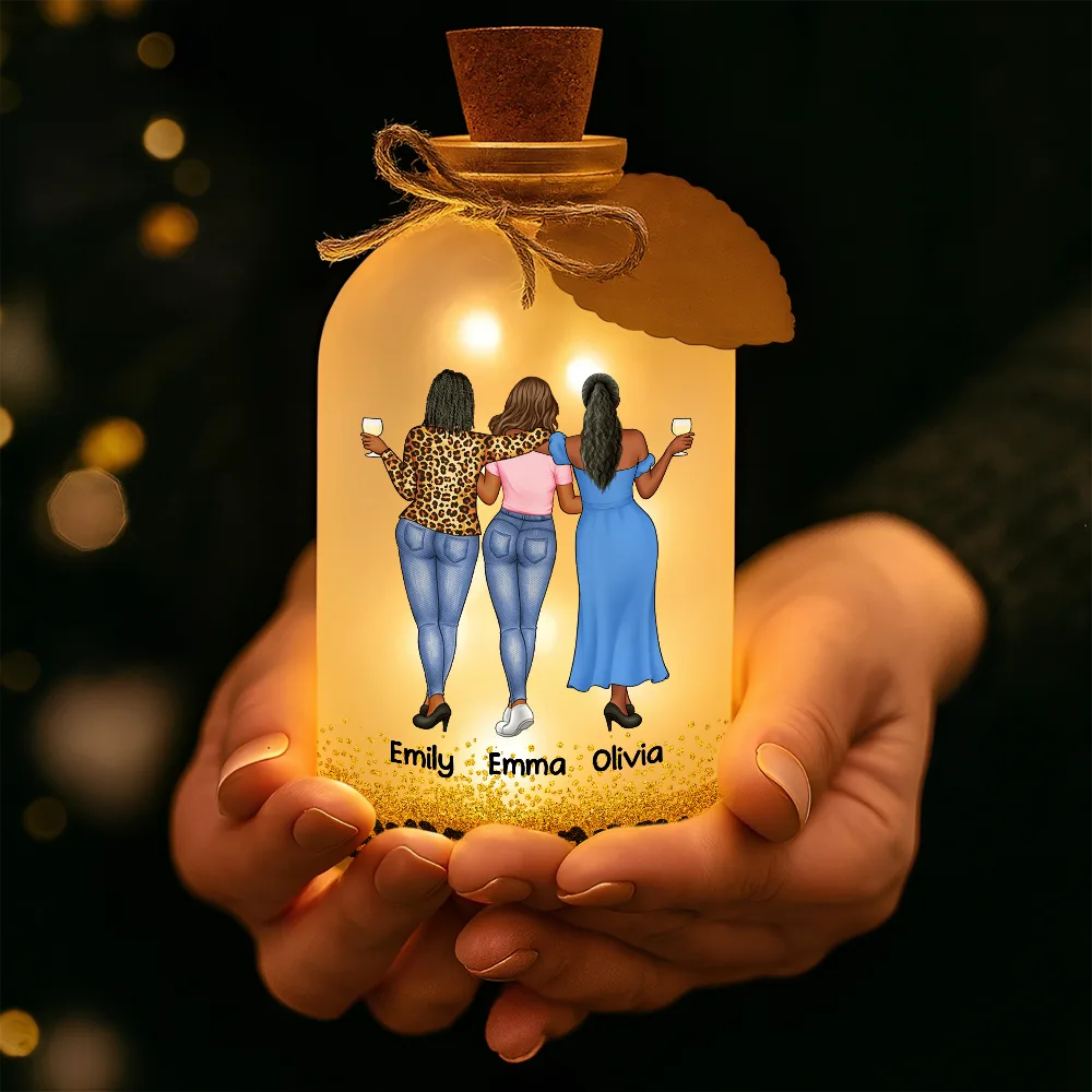 Bestie Because Of You I Laugh A Little Harder - Personalized Short Bottle Light - Image 4