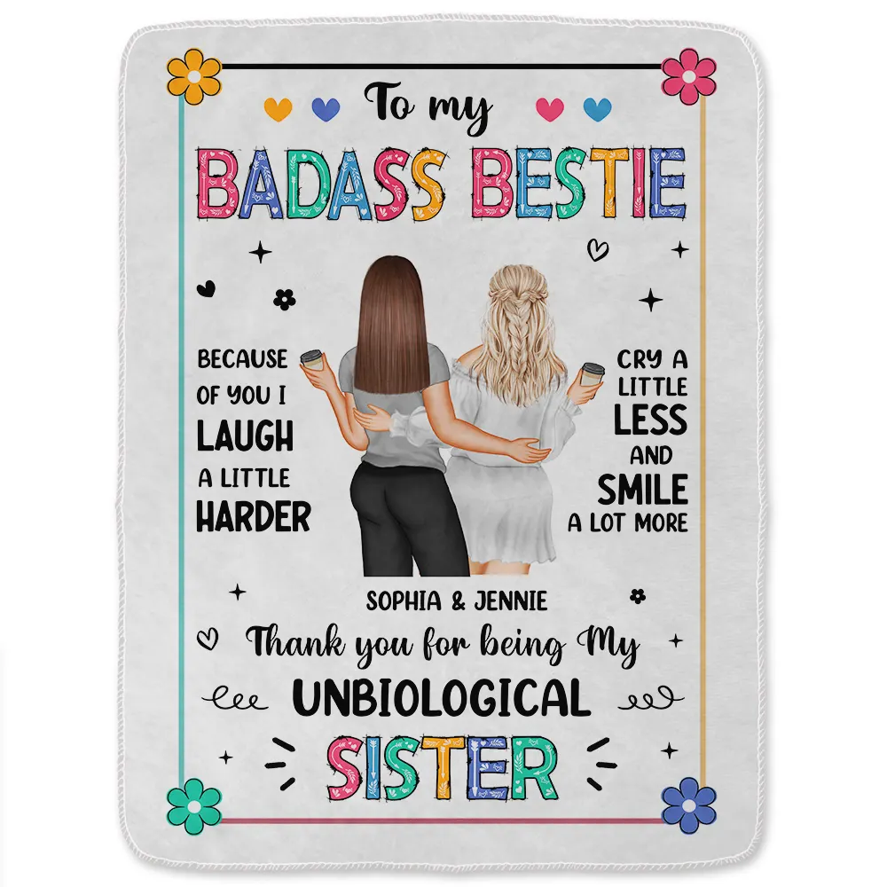 Bestie Because Of You - Personalized Fleece Blanket, Sherpa Blanket - Image 2