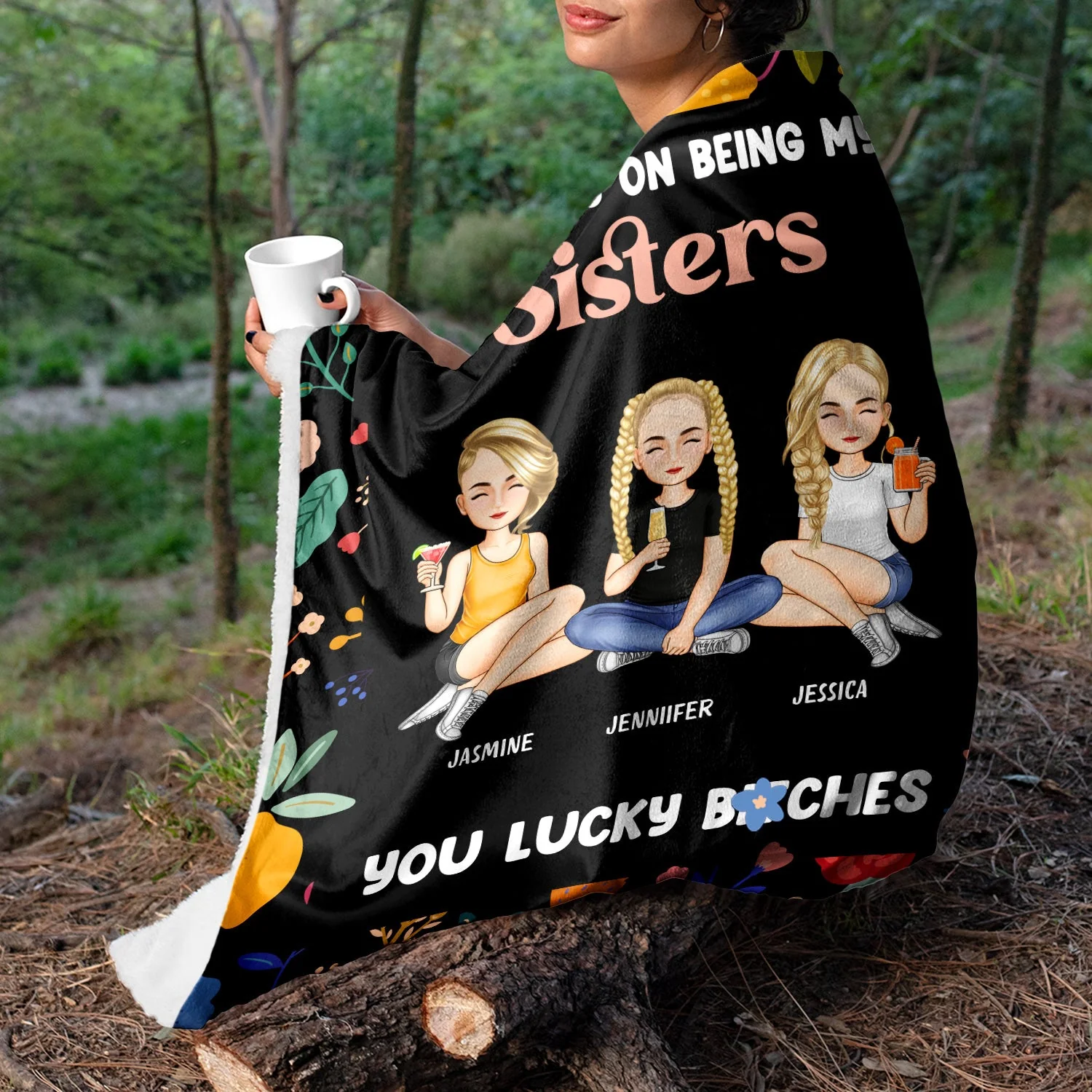 Bestie Cartoon Congrats On Being My Bestie - Gift For Bestie - Personalized Fleece Blanket - Image 3