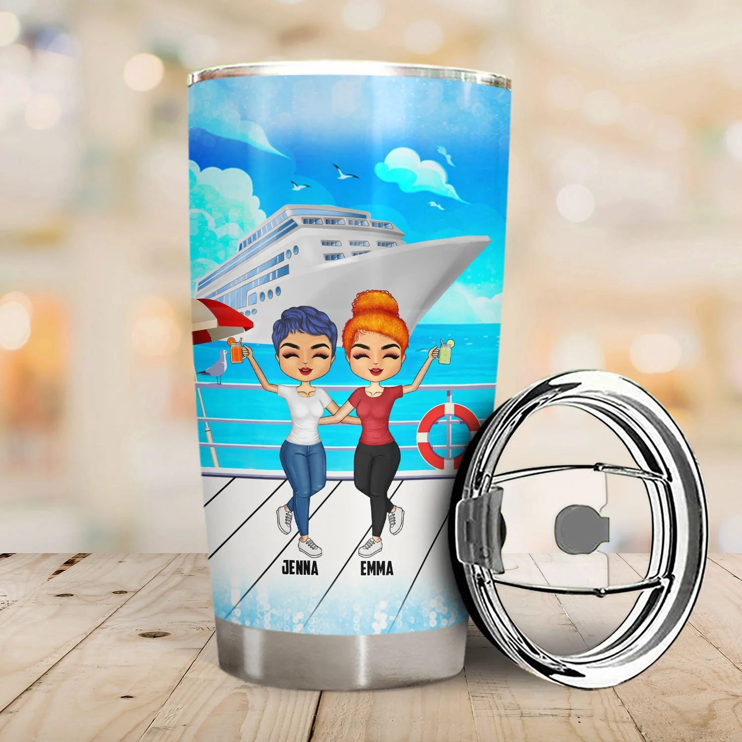 Bestie Cruising We're Drunks We're Go Cruising - Gift For Bestie - Personalized Tumbler - Image 2
