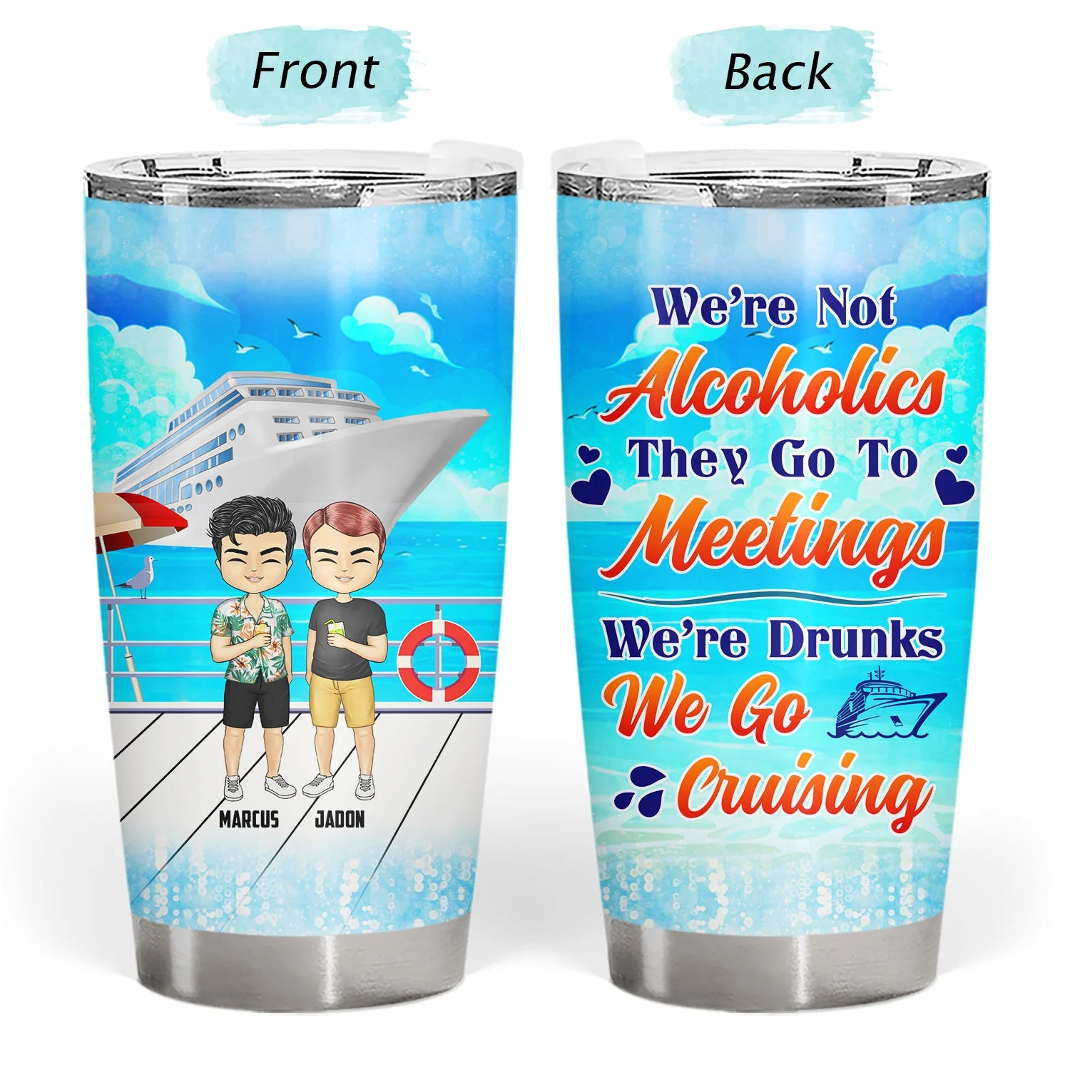 Bestie Cruising We're Drunks We're Go Cruising - Gift For Bestie - Personalized Tumbler - Image 3