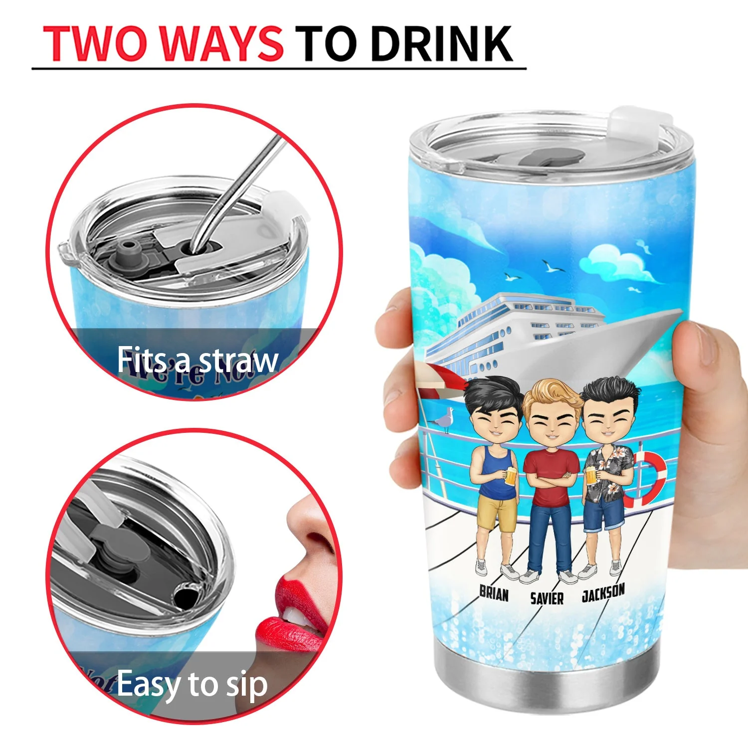 Bestie Cruising We're Drunks We're Go Cruising - Gift For Bestie - Personalized Tumbler - Image 4