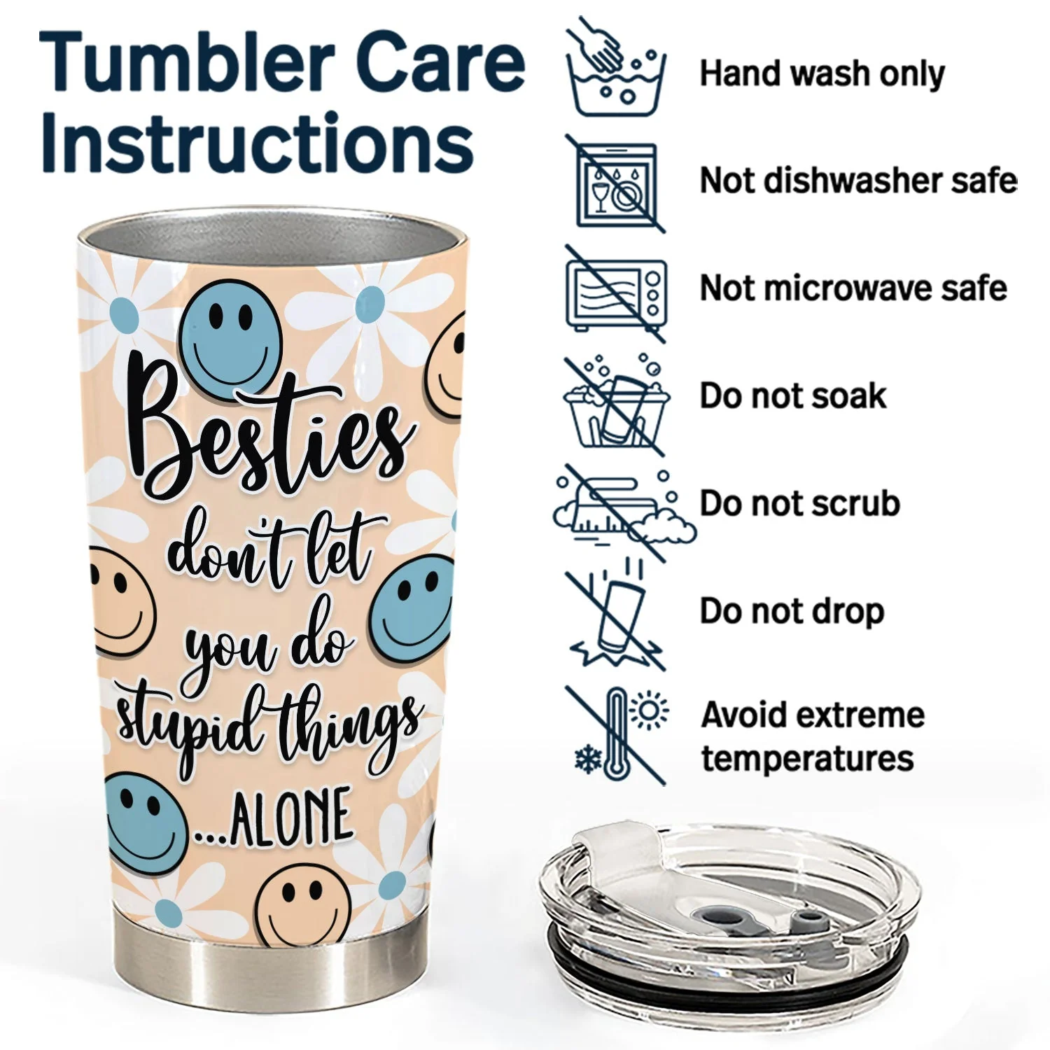 Bestie Don't Let You Do Stupid Things Alone - Birthday Gift For Friend, Sibling, Colleague - Personalized Tumbler - Image 5