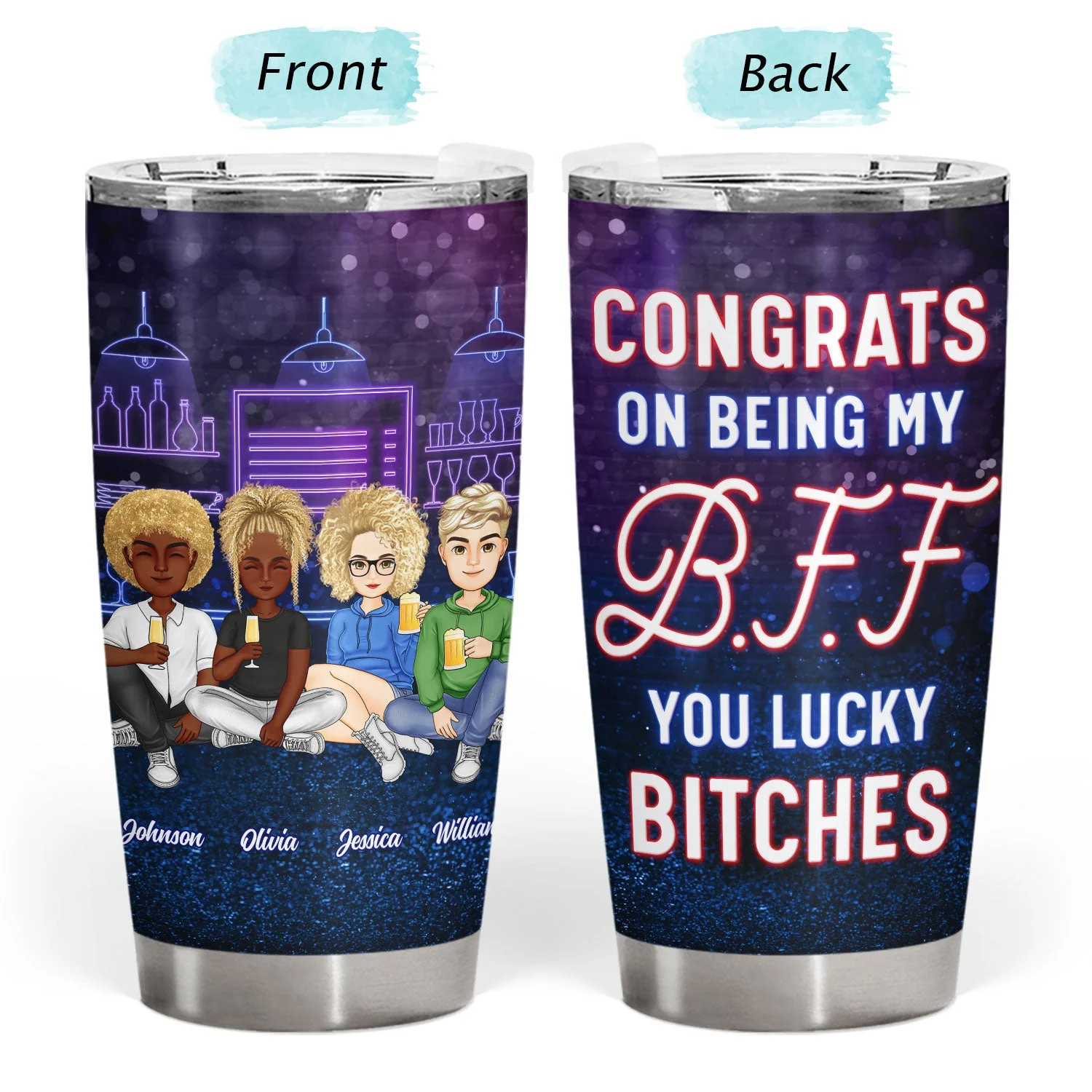 Bestie Drinking Gliter Congrats On Being My Bestie - Gift For Bestie - Personalized Tumbler - Image 3