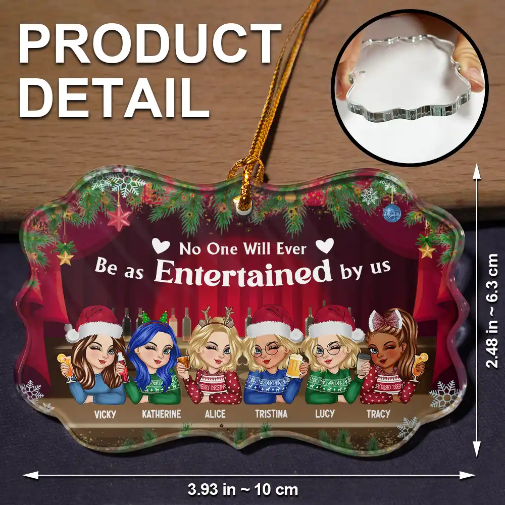 Bestie Entertained By Us - Personalized Medallion Glass Ornament - Image 5