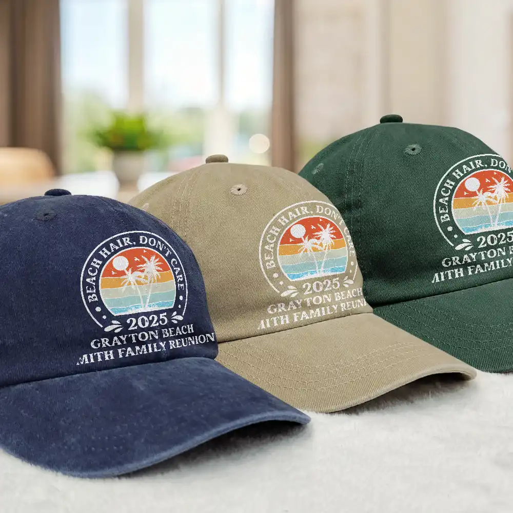 Bestie Family Vacation - Personalized Vintage Washed Denim Cap - Image 3