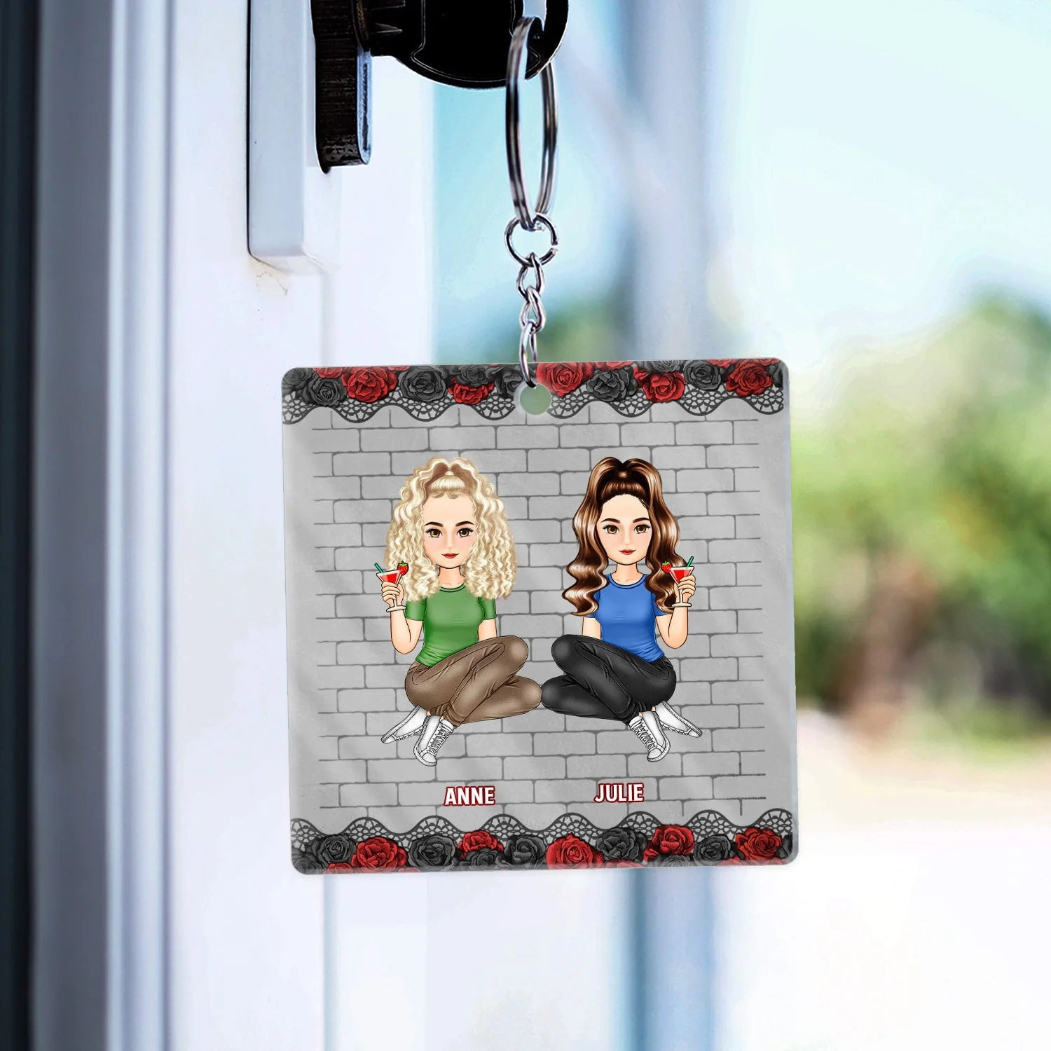Bestie Fashion Black Rose Congrats On Being My Bestie - Gift For Bestie - Personalized Acrylic Keychain - Image 3