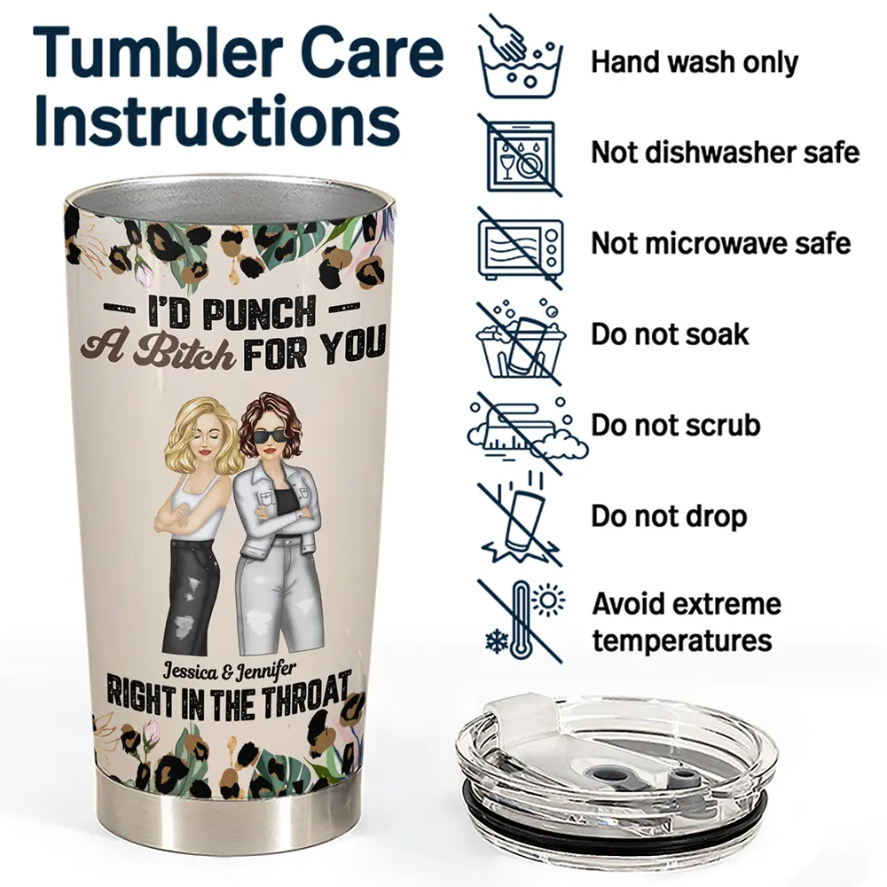 Bestie Fashion Punch Right In The Throat - Personalized Tumbler - Image 5