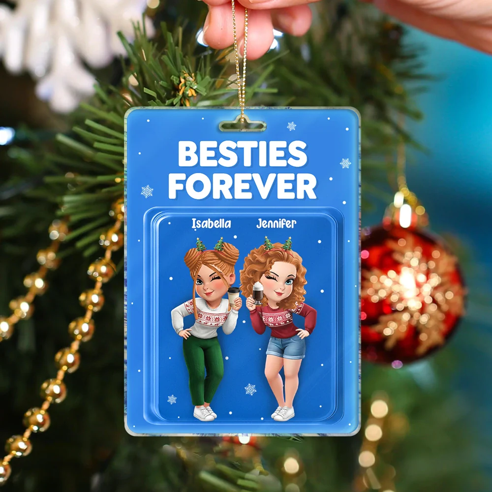 Bestie Forever 3D Effect Acrylic Block - Personalized Custom Shaped Acrylic Ornament - Image 4