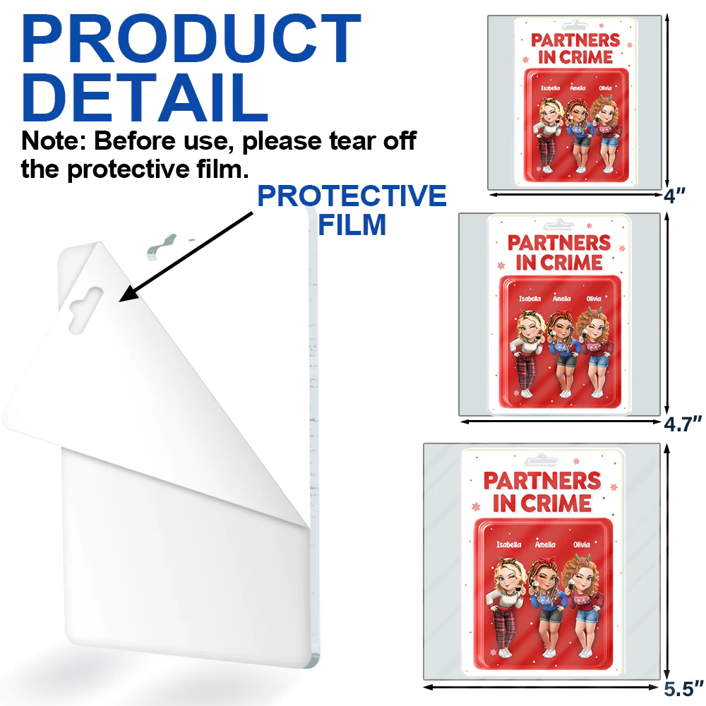 Bestie Forever 3D Effect Acrylic Block - Personalized Custom Shaped Acrylic Ornament - Image 6