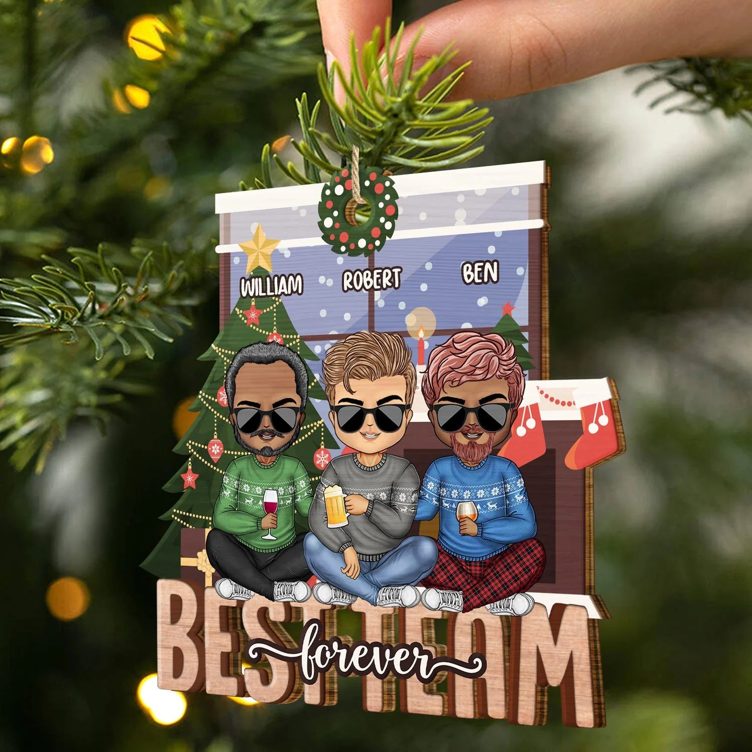 Bestie Forever - Christmas Gift For Best Friends, Colleagues, Sibling, Family - Personalized Wooden Cutout Ornament - Image 2
