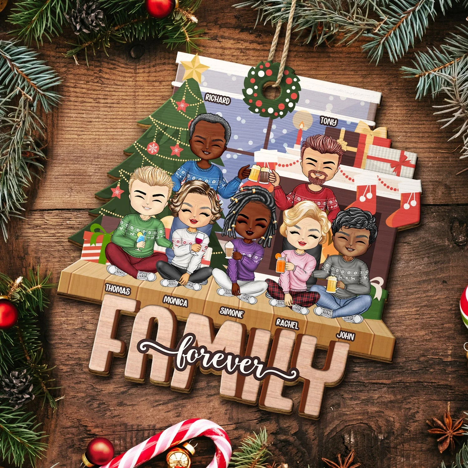 Bestie Forever - Christmas Gift For Best Friends, Colleagues, Sibling, Family - Personalized Wooden Cutout Ornament - Image 5