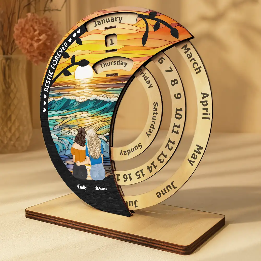 Bestie Forever - Personalized Spinning Perpetual Desk Calendar - Image 3