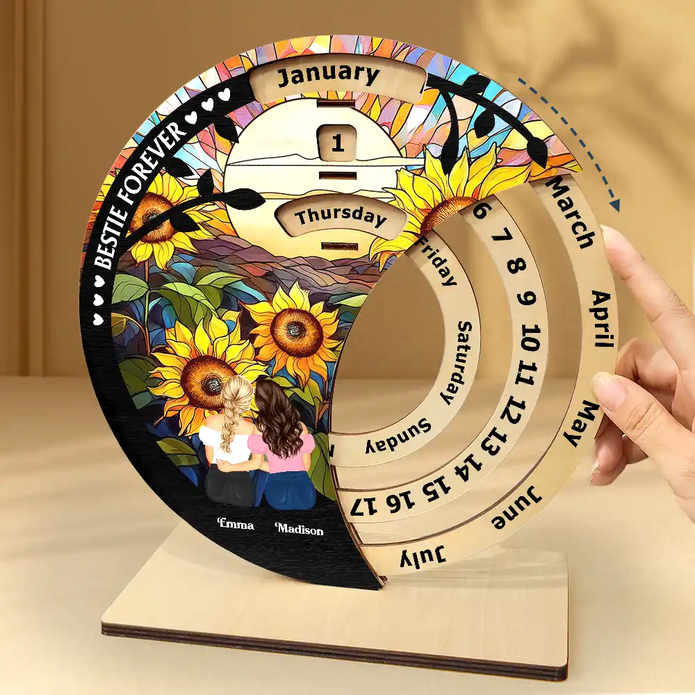 Bestie Forever - Personalized Spinning Perpetual Desk Calendar - Image 4