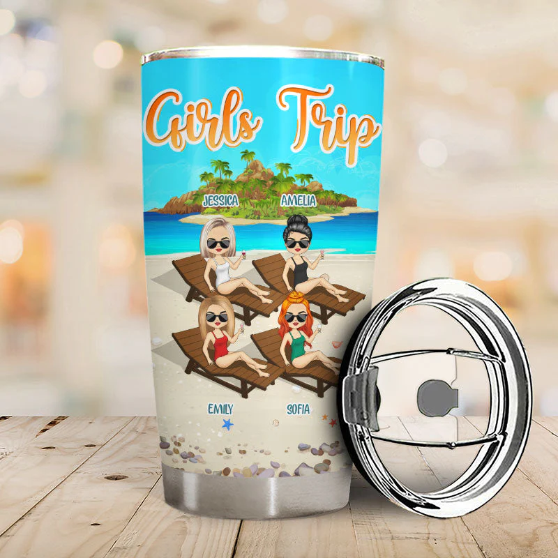 Bestie Girls Trip Here's To Another Year - Gift For Best Friends - Personalized Custom Tumbler - Image 2